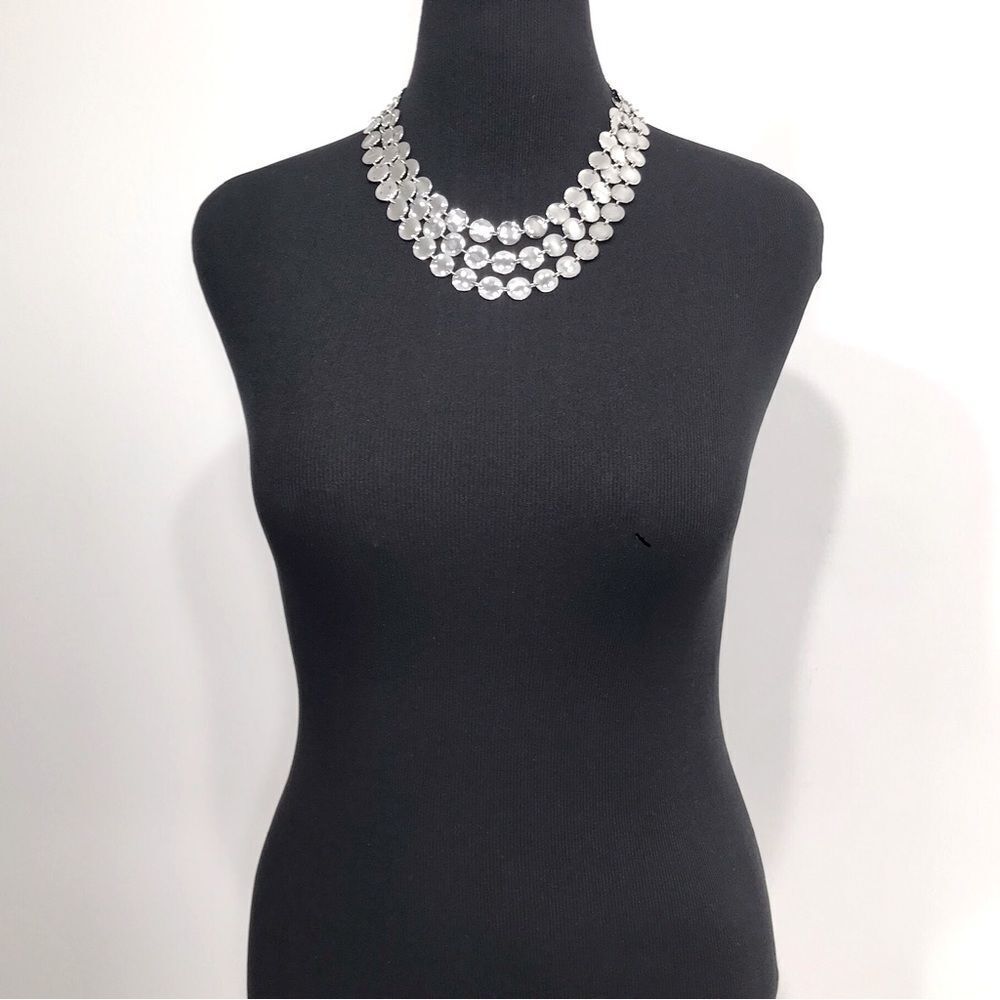 Talbots Silver Tone Reflective Circle Disc Triple… - image 5